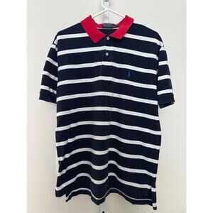 Polo by Ralph Lauren Navy and White Striped Polo Red Color Men’s Size L